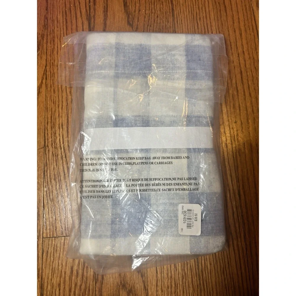 Pottery Barn Rhett‎ Check King Sham Blue White Buffalo Plaid Cotton New